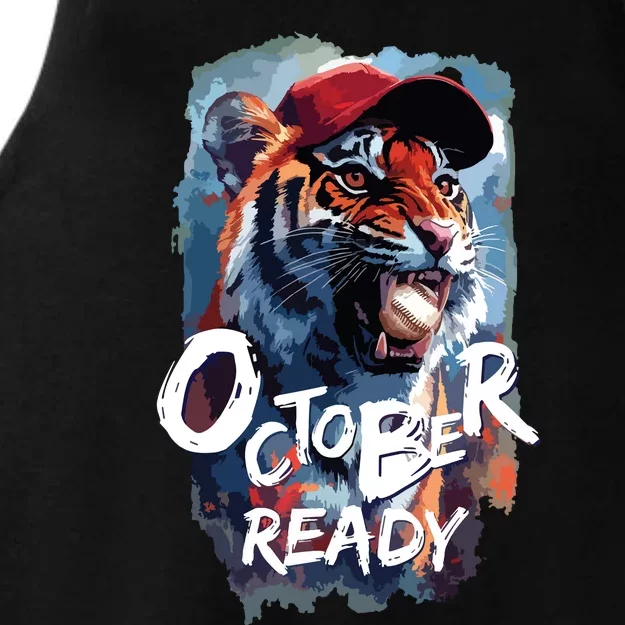 October Ready Tiger Baseball Sports Playoffs Ladies Tri-Blend Wicking Tank