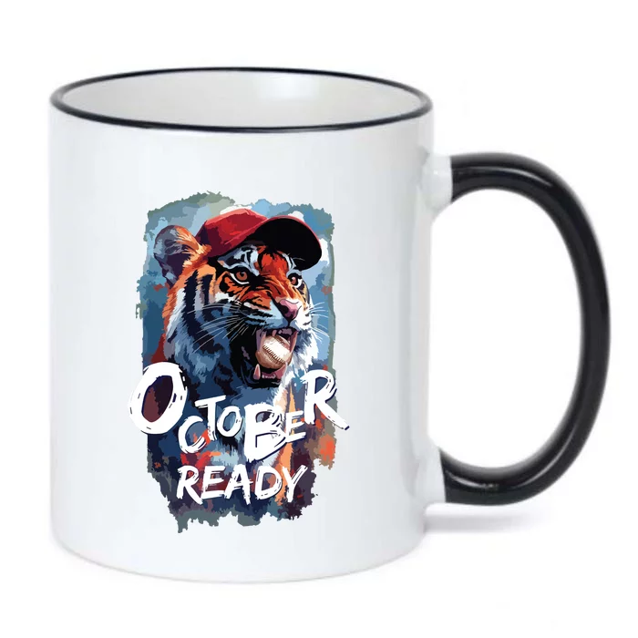 October Ready Tiger Baseball Sports Playoffs Black Color Changing Mug