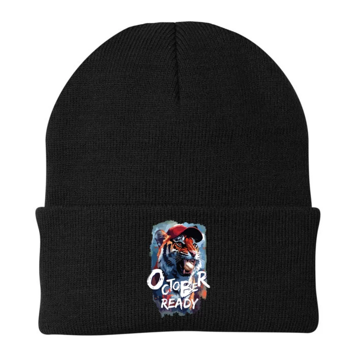 October Ready Tiger Baseball Sports Playoffs Knit Cap Winter Beanie