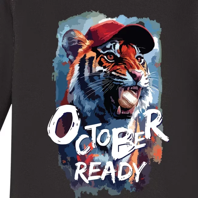 October Ready Tiger Baseball Sports Playoffs Baby Long Sleeve Bodysuit