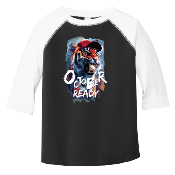 October Ready Tiger Baseball Sports Playoffs Toddler Fine Jersey T-Shirt