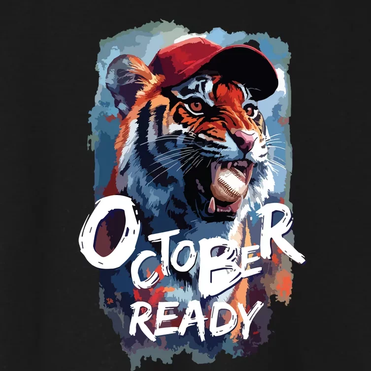 October Ready Tiger Baseball Sports Playoffs Women's Crop Top Tee