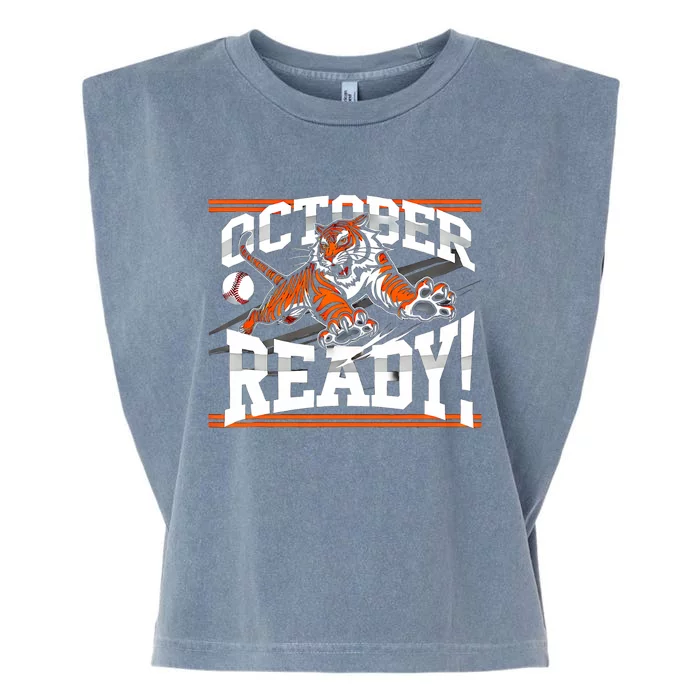 October Ready Tiger Baseball Fan Apparel Garment-Dyed Women's Muscle Tee