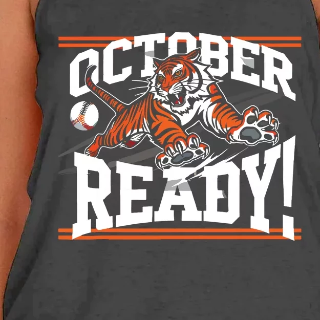 October Ready Tiger Baseball Fan Apparel Women's Knotted Racerback Tank