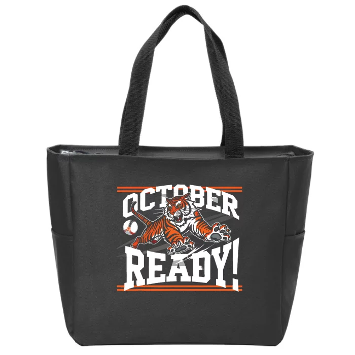 October Ready Tiger Baseball Fan Apparel Zip Tote Bag