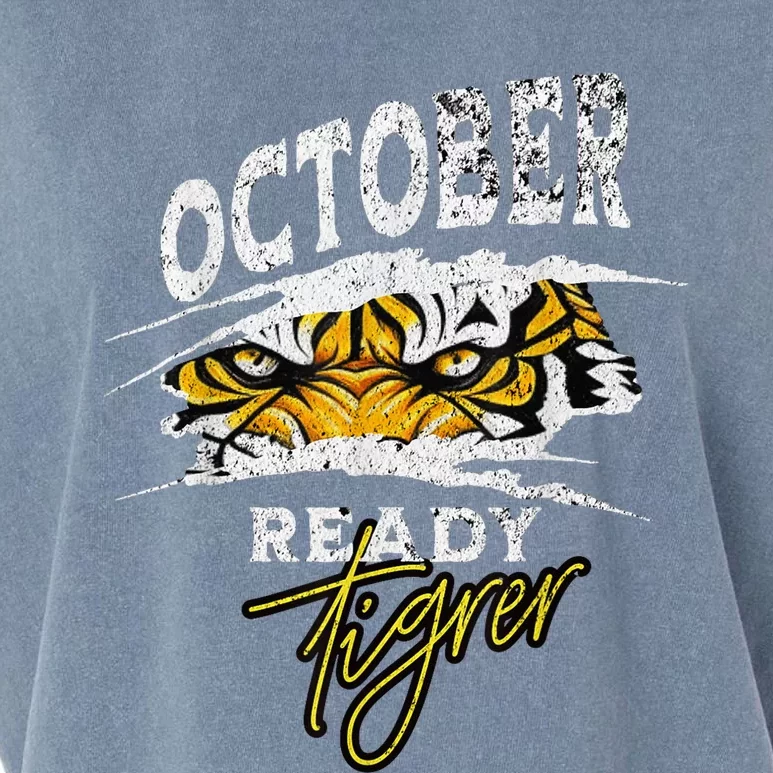 October Ready Tiger Funny Tiger D In October Ready Garment-Dyed Women's Muscle Tee