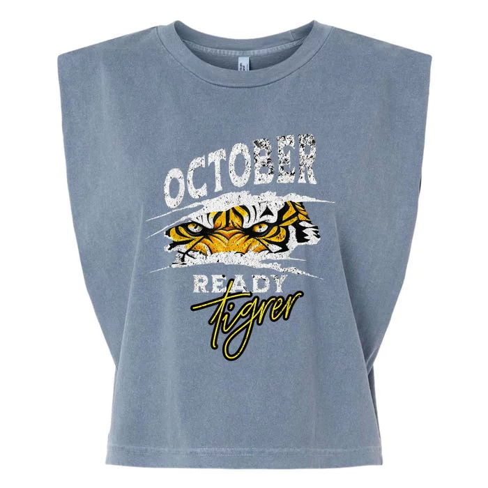 October Ready Tiger Funny Tiger D In October Ready Garment-Dyed Women's Muscle Tee