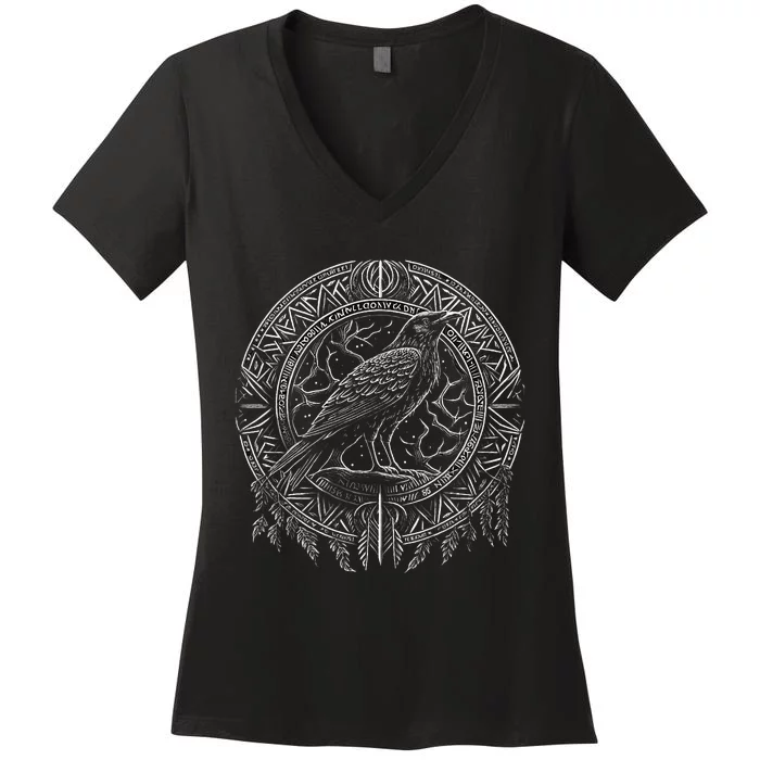 Odins Raven Viking Midgard Thor Walhalla Women's V-Neck T-Shirt