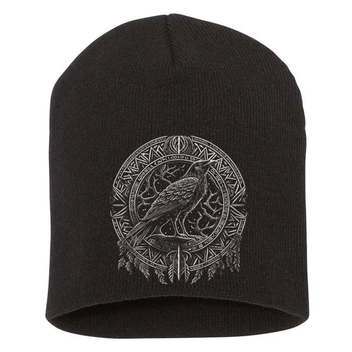 Odins Raven Viking Midgard Thor Walhalla Short Acrylic Beanie