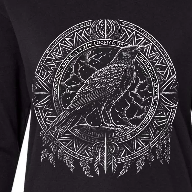 Odins Raven Viking Midgard Thor Walhalla Womens Cotton Relaxed Long Sleeve T-Shirt