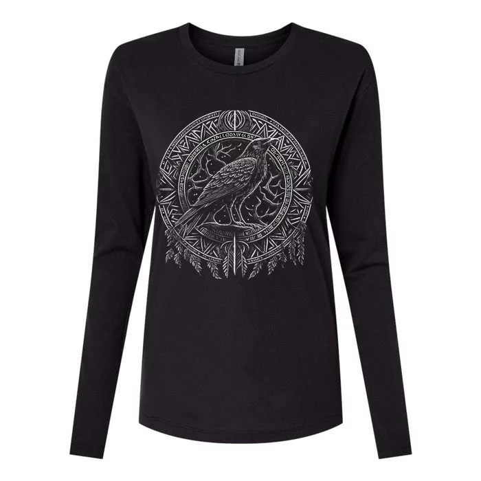 Odins Raven Viking Midgard Thor Walhalla Womens Cotton Relaxed Long Sleeve T-Shirt