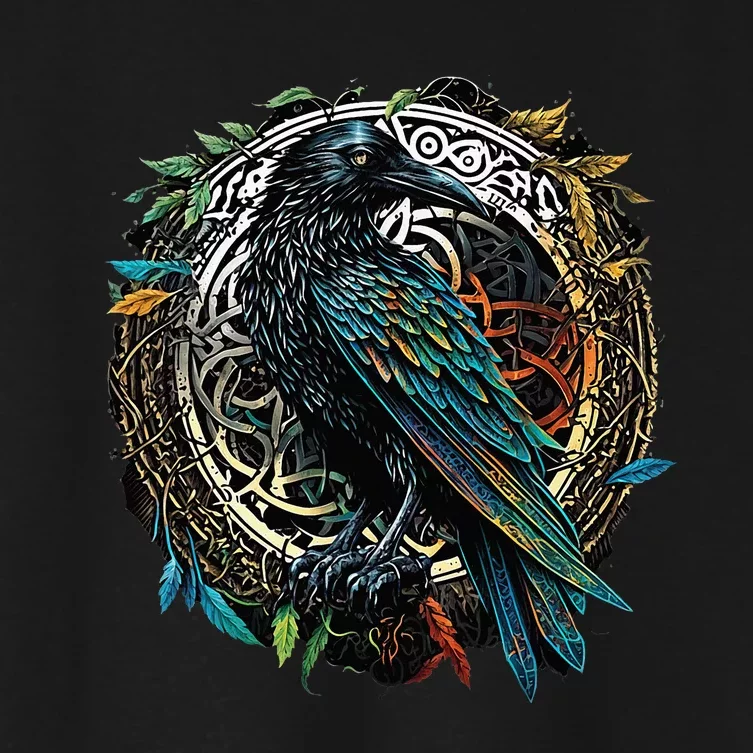 Odins Raven Viking Midgard Thor Walhalla Women's Crop Top Tee