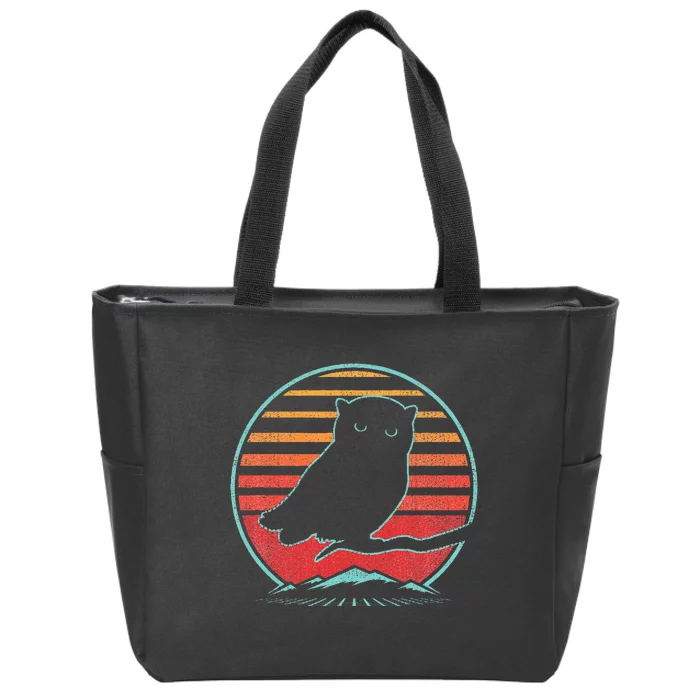 Owl Retro Vintage 80s Style Birding Gift Zip Tote Bag