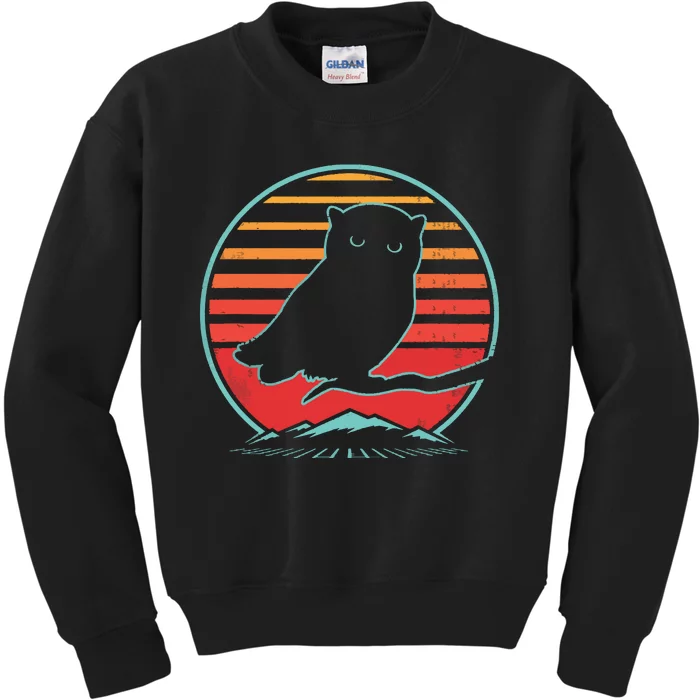 Owl Retro Vintage 80s Style Birding Gift Kids Sweatshirt