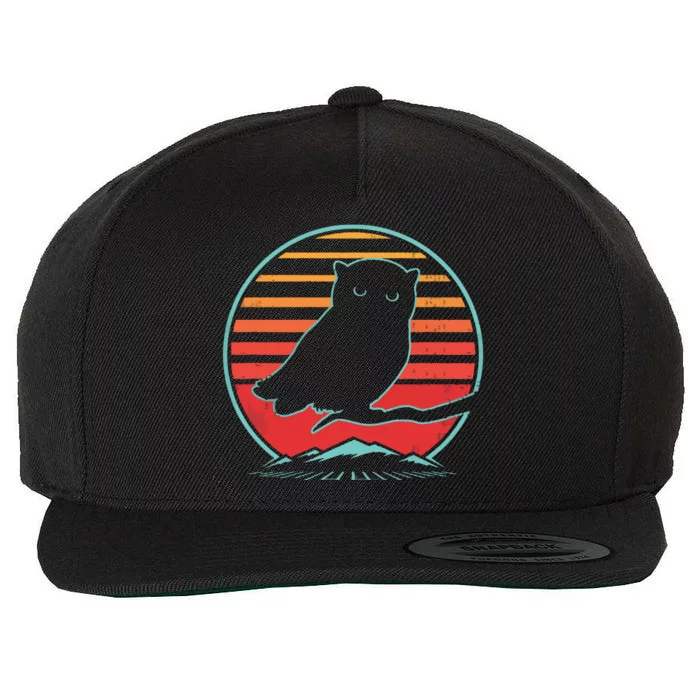 Owl Retro Vintage 80s Style Birding Gift Wool Snapback Cap