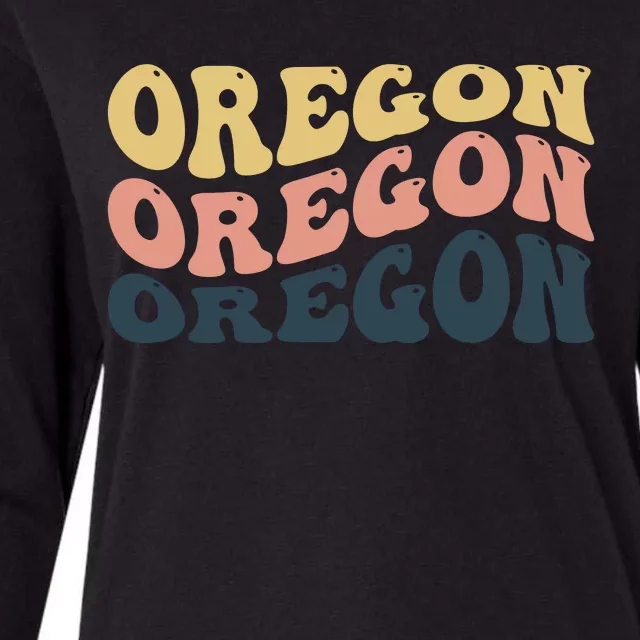 Oregon Retro Waves Womens Cotton Relaxed Long Sleeve T-Shirt