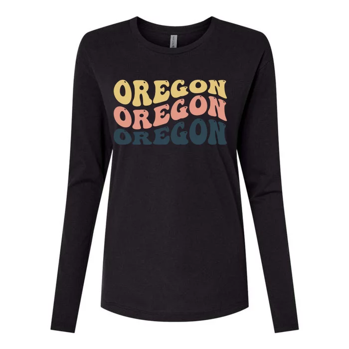 Oregon Retro Waves Womens Cotton Relaxed Long Sleeve T-Shirt