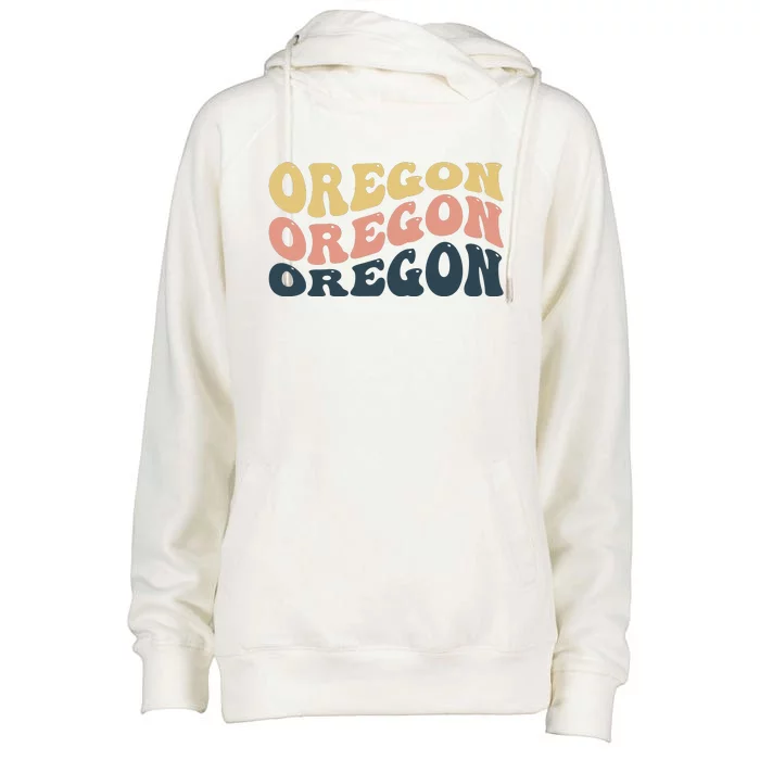 Oregon Retro Waves Womens Funnel Neck Pullover Hood