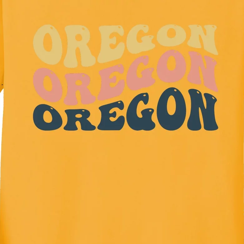 Oregon Retro Waves Kids Long Sleeve Shirt