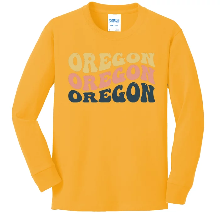 Oregon Retro Waves Kids Long Sleeve Shirt