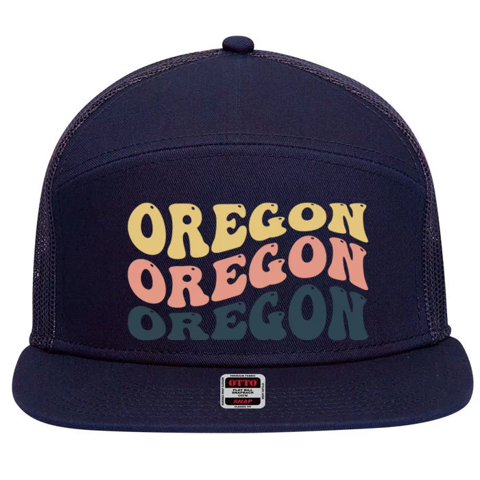 Oregon Retro Waves 7 Panel Mesh Trucker Snapback Hat