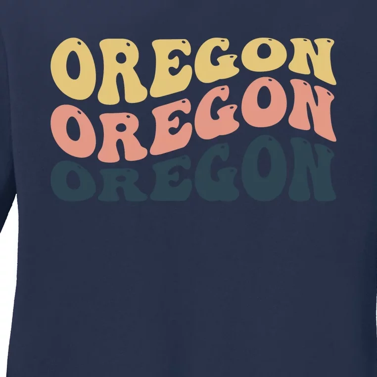 Oregon Retro Waves Ladies Long Sleeve Shirt