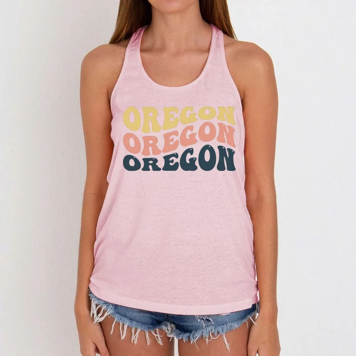 Oregon Retro Waves Women's Knotted Racerback Tank