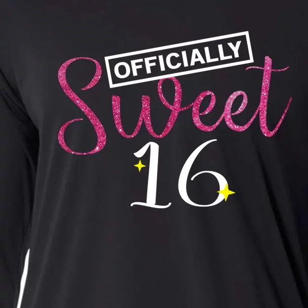 Officially Sweet 16 | Sixteenth Birthday Teen Girl Gift Cooling Performance Long Sleeve Crew