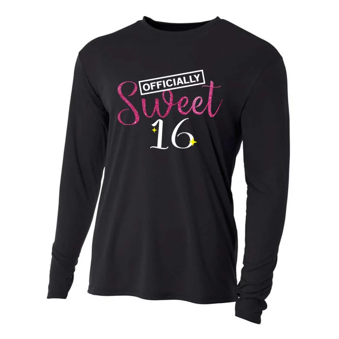 Officially Sweet 16 | Sixteenth Birthday Teen Girl Gift Cooling Performance Long Sleeve Crew