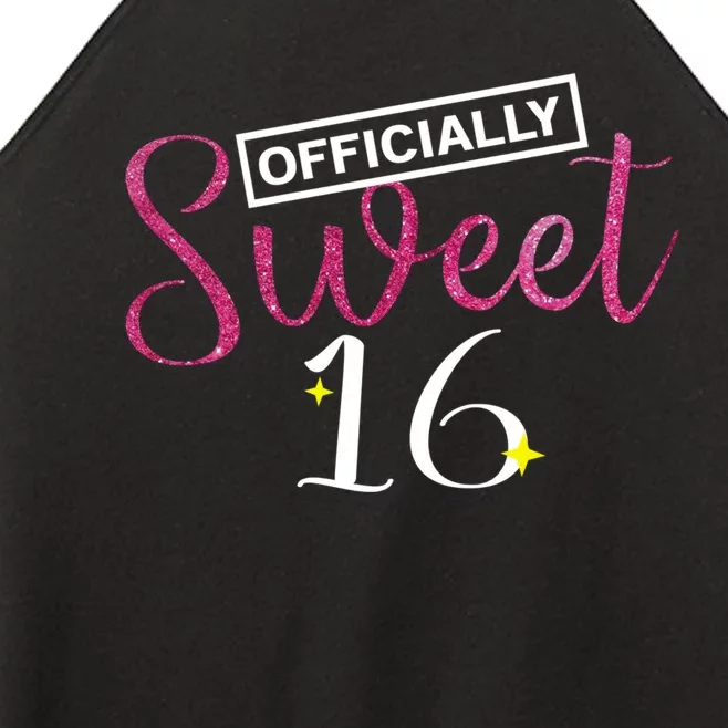 Officially Sweet 16 | Sixteenth Birthday Teen Girl Gift Women’s Perfect Tri Rocker Tank