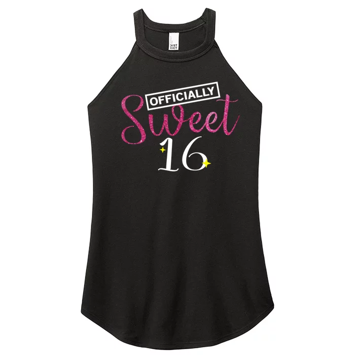 Officially Sweet 16 | Sixteenth Birthday Teen Girl Gift Women’s Perfect Tri Rocker Tank