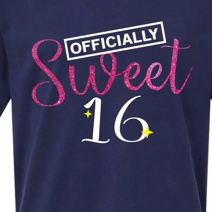 Officially Sweet 16 | Sixteenth Birthday Teen Girl Gift Sueded Cloud Jersey T-Shirt