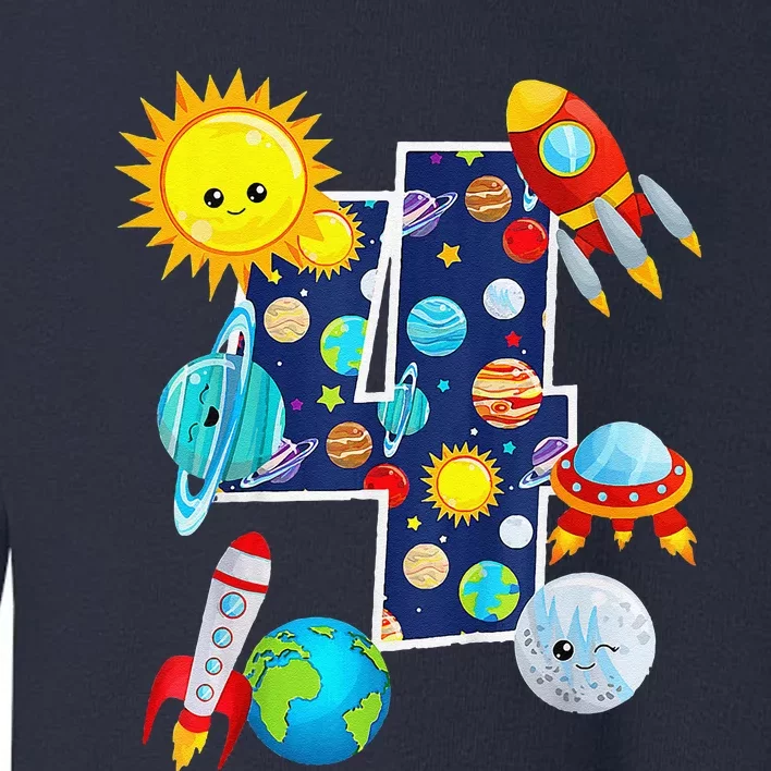 Outer Space 4 Year Old 4th Gift Birthday Planets Astronaut Toddler Sweatshirt