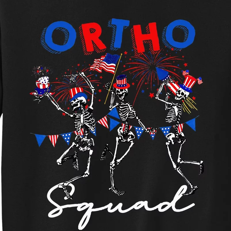 Ortho Squad 4th Of July Usa Flag Skeleton Dancing Orthopedic Sweatshirt