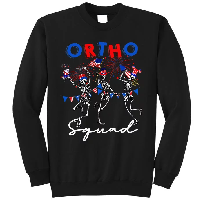 Ortho Squad 4th Of July Usa Flag Skeleton Dancing Orthopedic Sweatshirt