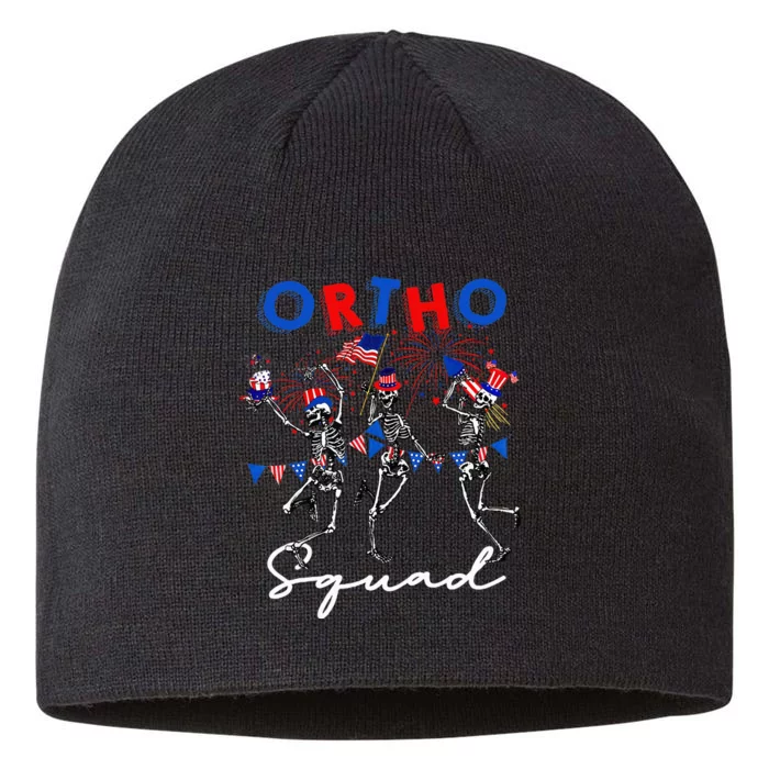 Ortho Squad 4th Of July Usa Flag Skeleton Dancing Orthopedic 8 1/2in Sustainable Knit Beanie