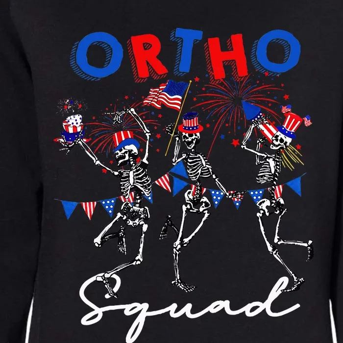 Ortho Squad 4th Of July Usa Flag Skeleton Dancing Orthopedic Womens California Wash Sweatshirt