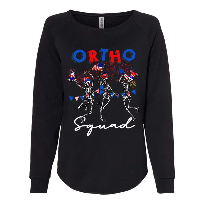 Ortho Squad 4th Of July Usa Flag Skeleton Dancing Orthopedic Womens California Wash Sweatshirt