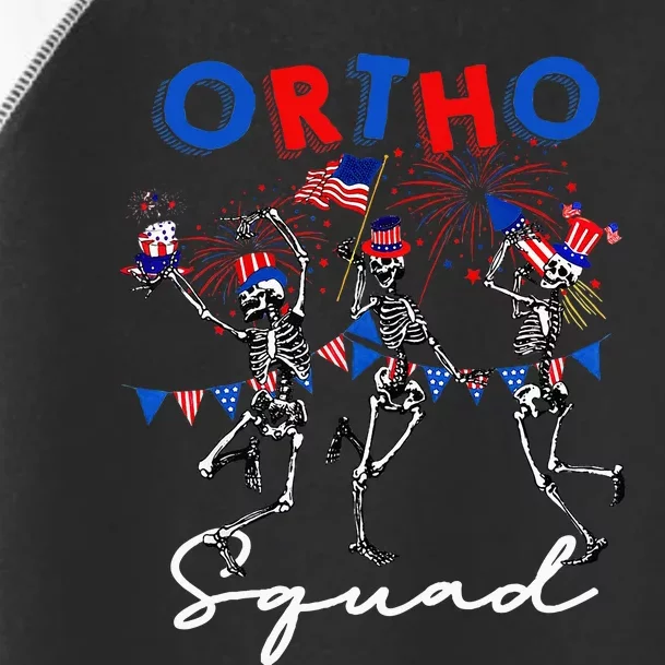 Ortho Squad 4th Of July Usa Flag Skeleton Dancing Orthopedic Toddler Fine Jersey T-Shirt