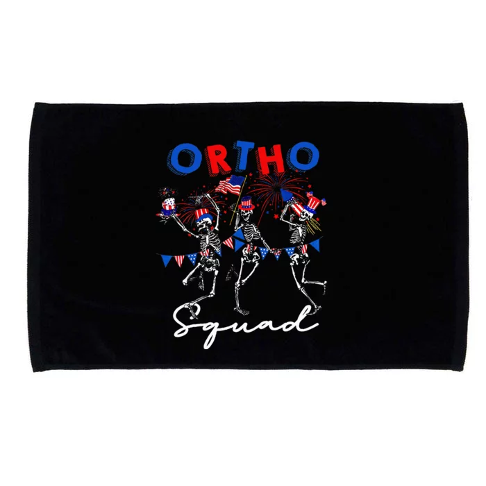 Ortho Squad 4th Of July Usa Flag Skeleton Dancing Orthopedic Microfiber Hand Towel