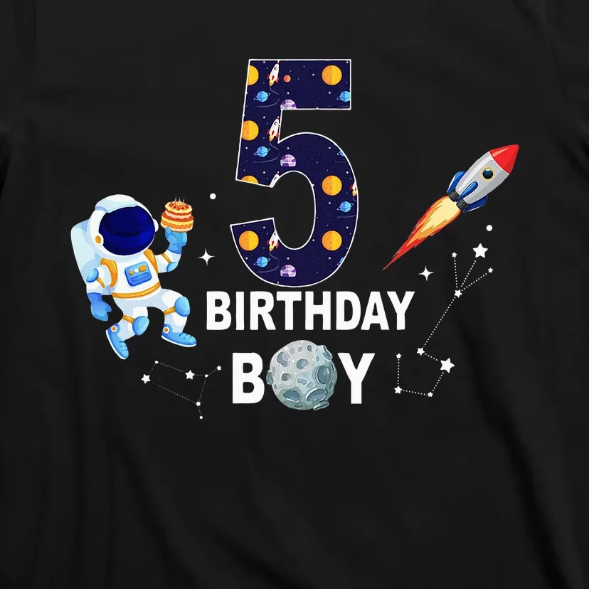 Outer Space 5th Birthday 5 Year Old Solar System Astronaut T-Shirt