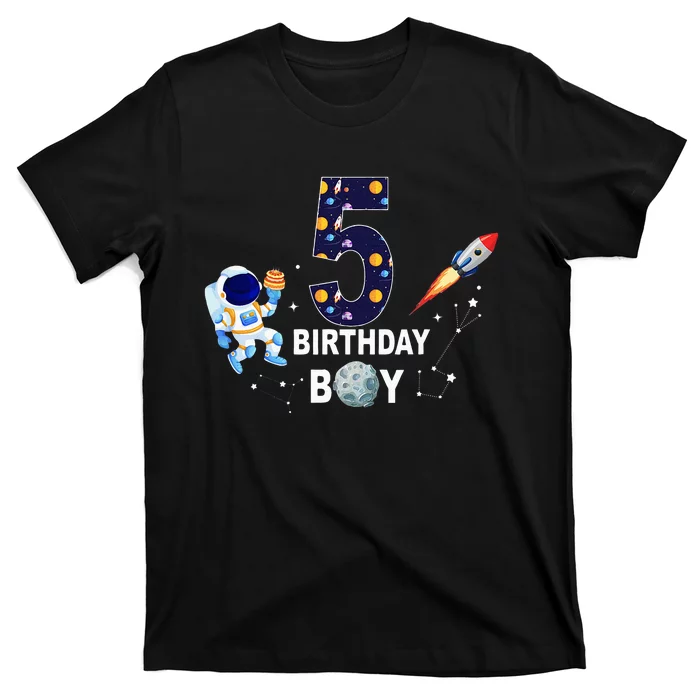 Outer Space 5th Birthday 5 Year Old Solar System Astronaut T-Shirt