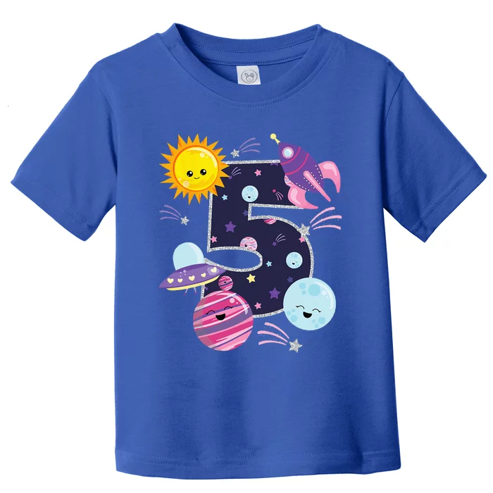 Outer Space 5 Year Old 5th Birthday Party Space Theme Toddler T-Shirt