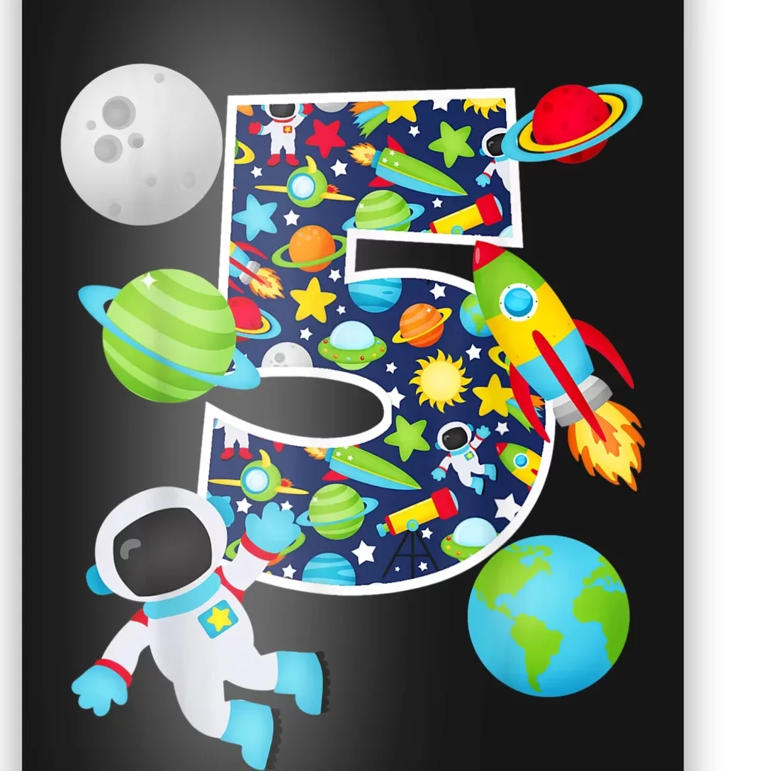 Outer Space 5 Year Old 5th Birthday Party Solar System Poster