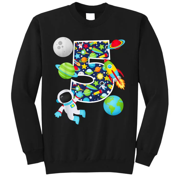 Outer Space 5 Year Old 5th Birthday Party Solar System Tall Sweatshirt