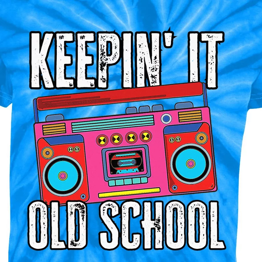 Old School 80s 90s Retro Boombox Music Keepin It Old School Kids Tie-Dye T-Shirt