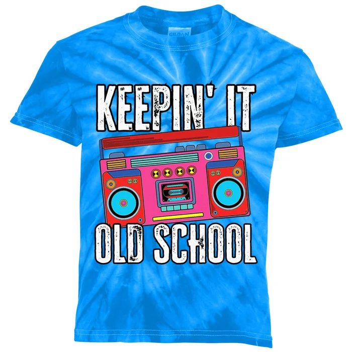 Old School 80s 90s Retro Boombox Music Keepin It Old School Kids Tie-Dye T-Shirt