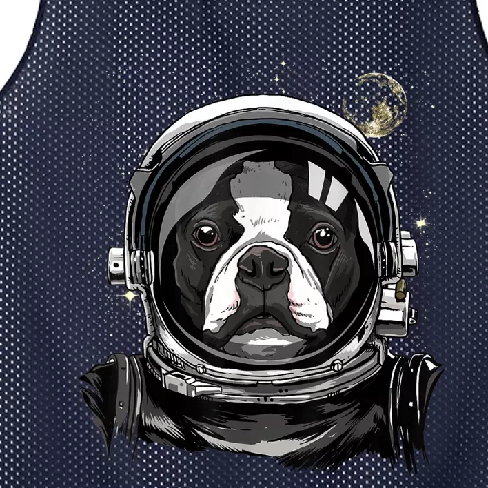 Outer Space Astronaut Boston Bull Terrier Dog Astronomy Mesh Reversible Basketball Jersey Tank