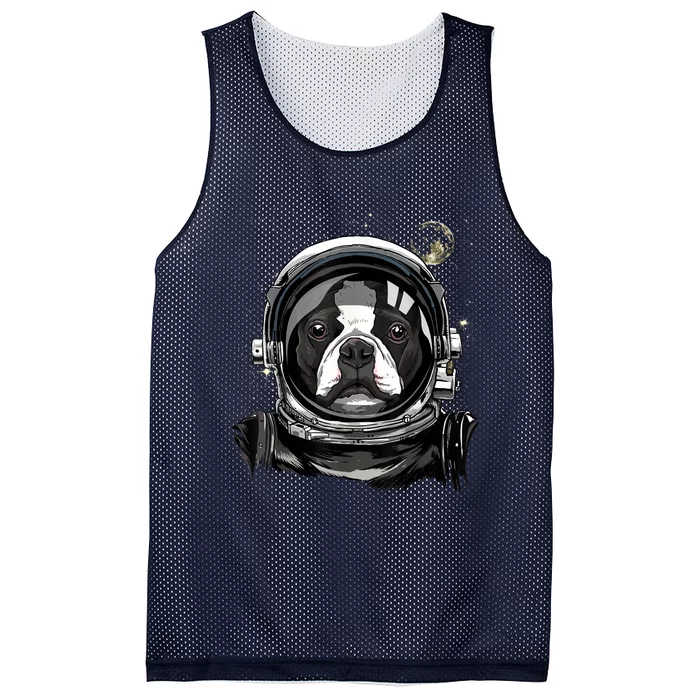 Outer Space Astronaut Boston Bull Terrier Dog Astronomy Mesh Reversible Basketball Jersey Tank