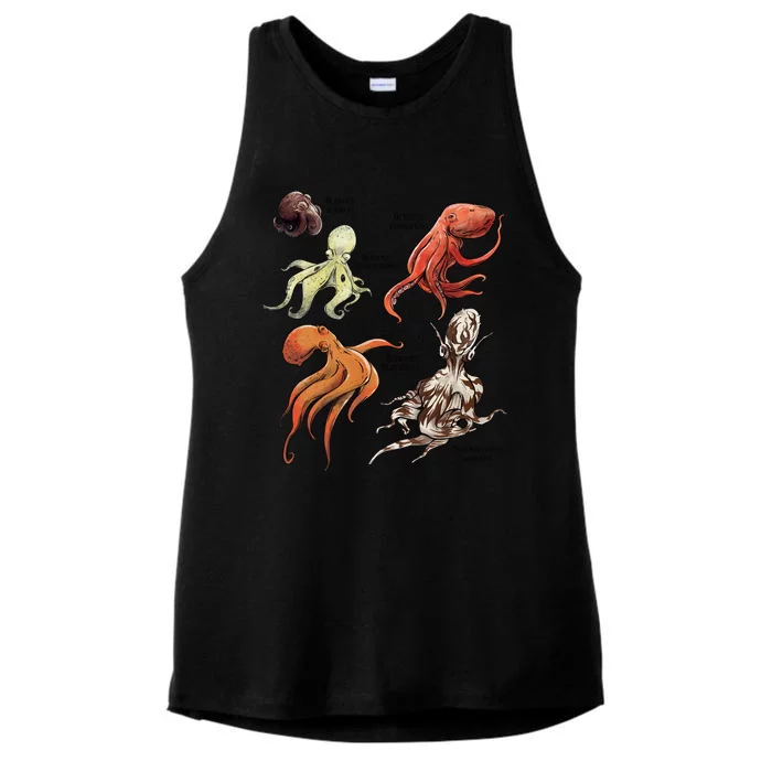 Octopus Sea Animals Species Ladies Tri-Blend Wicking Tank